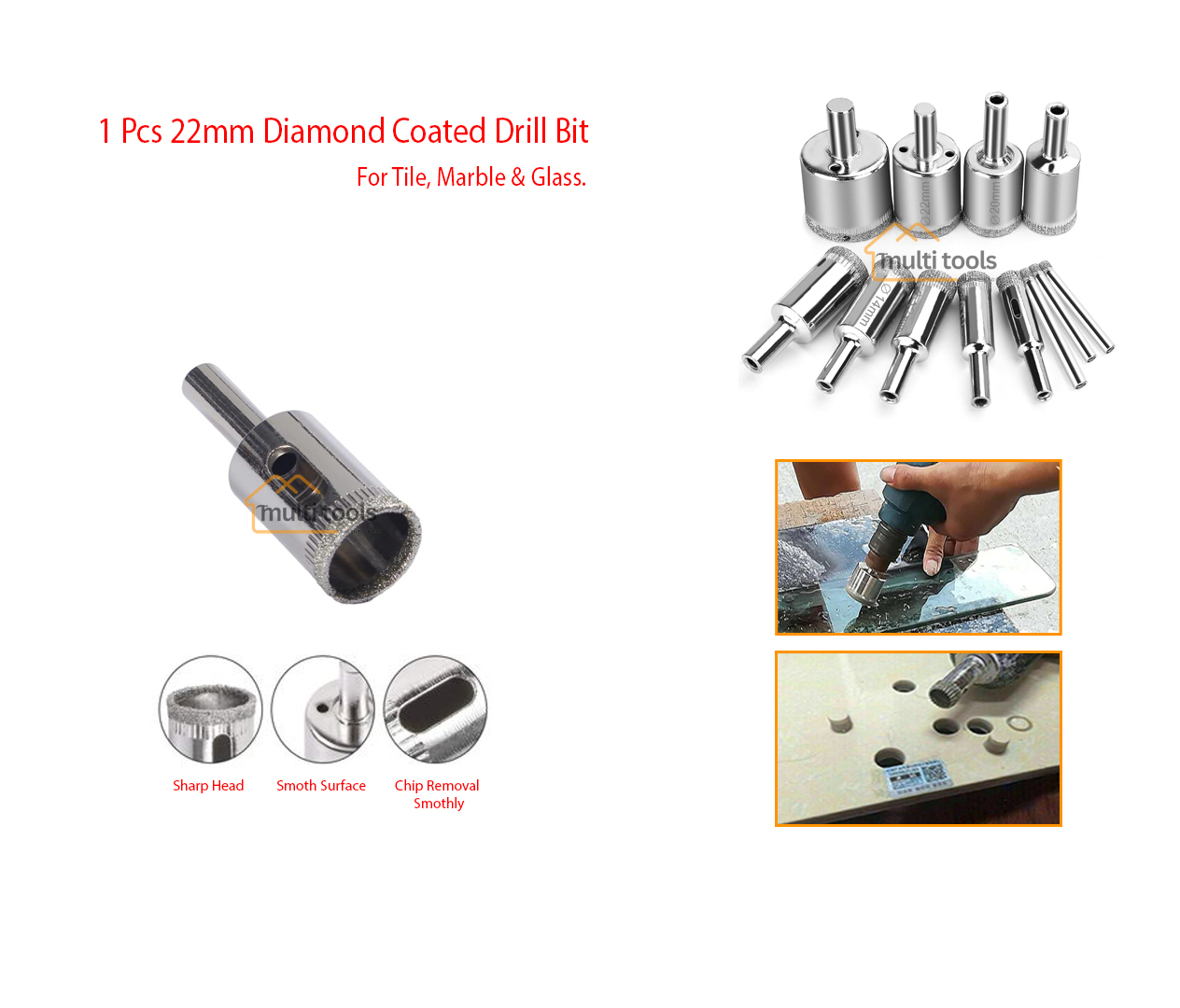 22 mm Diamond Coated Drill Bit Hole Saw Cutter For Glass Tile Ceramic Marble